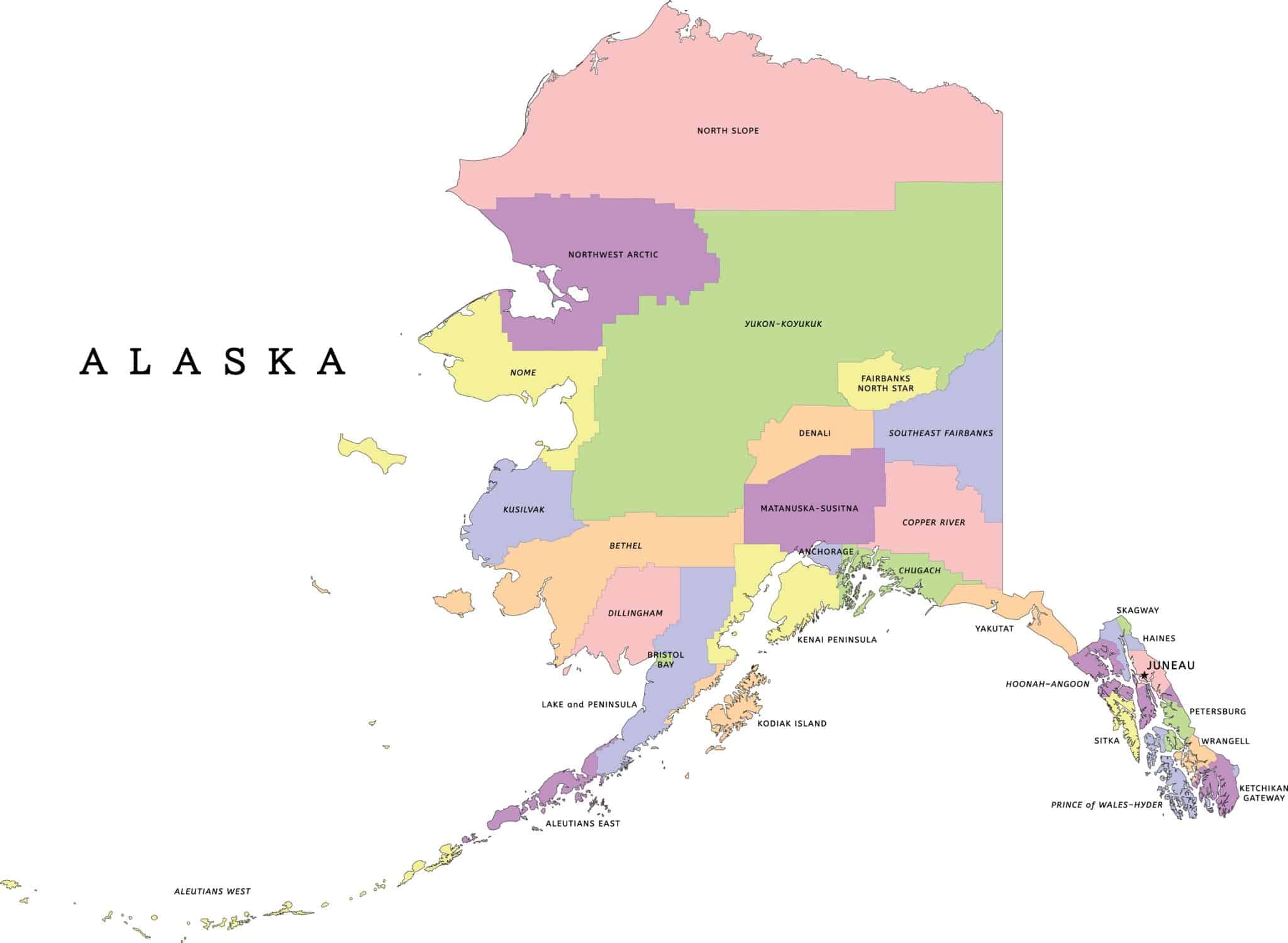 Boroughs in Alaska: Full List of Counties and Census Area's + MAP